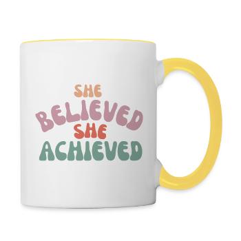 She Believed She achieved - Contrasting Mug - white/yellow - Right