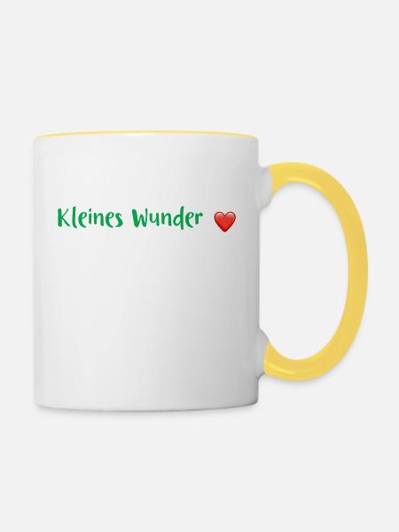 Babysprüche - schwanger - Tasse zweifarbig - Weiß/Gelb