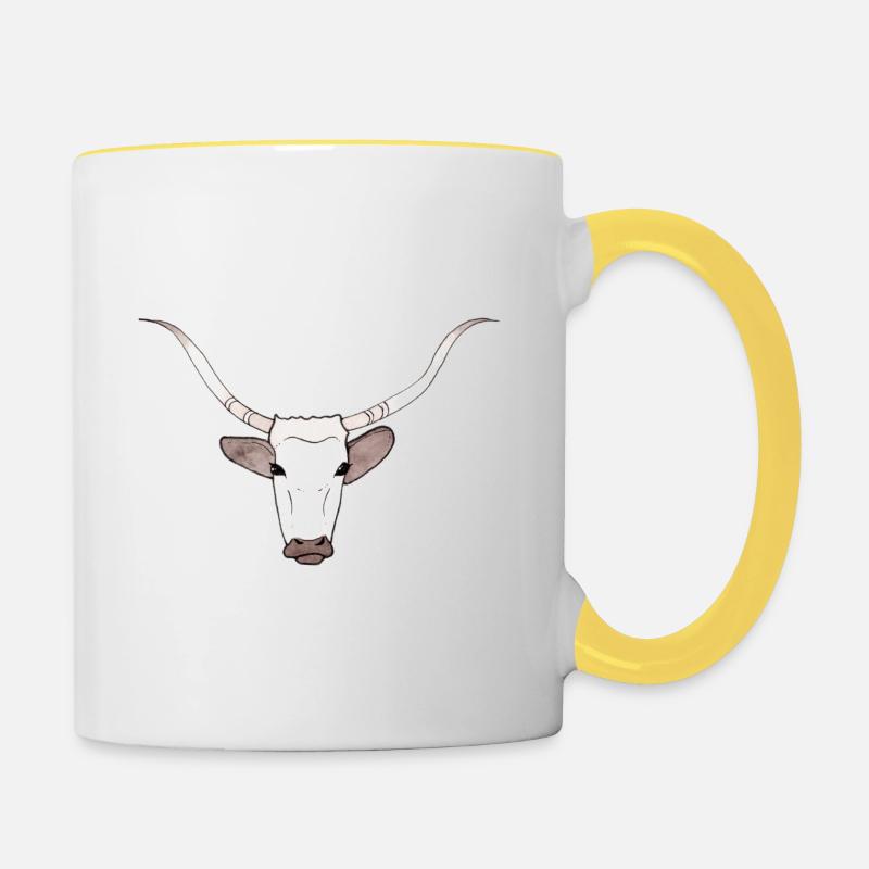 Stier - Tasse zweifarbig - Weiß/Gelb