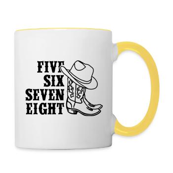 Five six seven eight Linedance - Tasse zweifarbig - Weiß/Gelb - Rechts