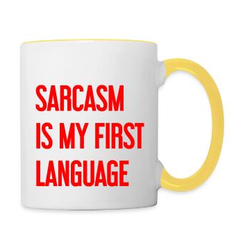 Sarcasme Pro - Mug contrasté - blanc/jaune - Droite