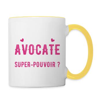 Je Suis Avocate Toi C'est Quoi Ton Super-Pouvoir ? - Mug contrasté - blanc/jaune - Droite