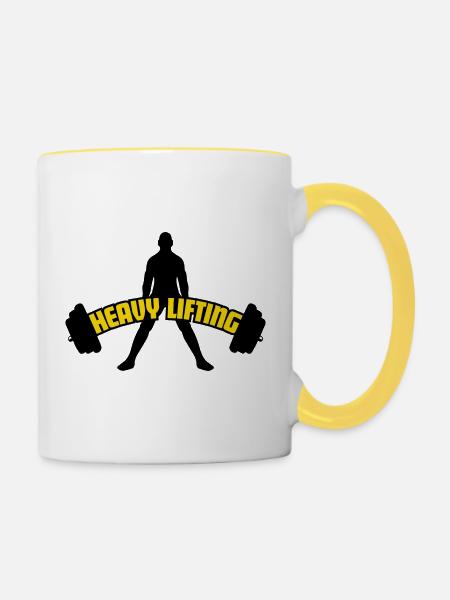 Heavy Lifting - Tasse zweifarbig - Weiß/Gelb