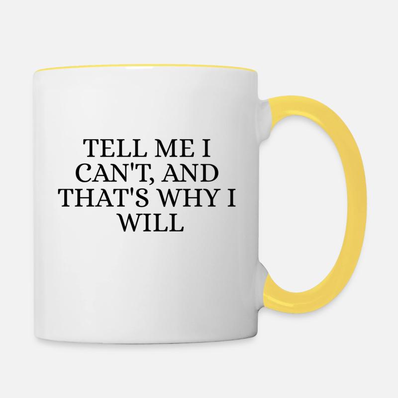 I can't, i will - Mug contrasté - blanc/jaune