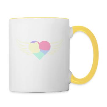 Coeur Pastel avec Ailes - ApriNoeScor - Mug contrasté - blanc/jaune - Droite