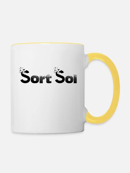 Schwarze Sonne Design - Tasse zweifarbig - Weiß/Gelb