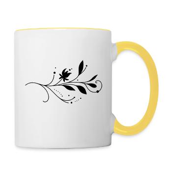 Floral Vine Flourish - Contrasting Mug - white/yellow - Right