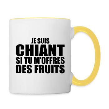 Man Who Adores: Fruits. Funny Design Humor - Contrasting Mug - white/yellow - Right