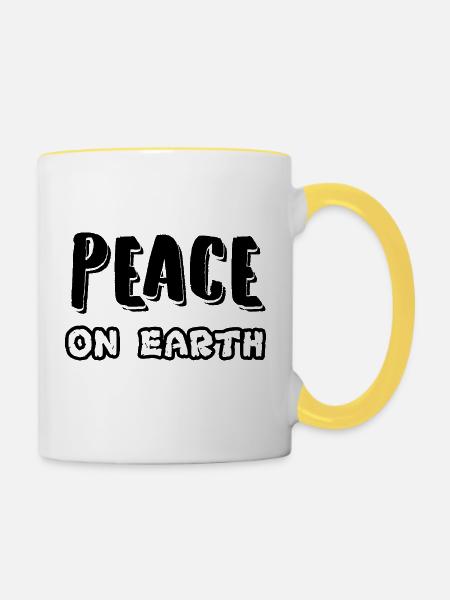 Peace on earth - Tasse zweifarbig - Weiß/Gelb