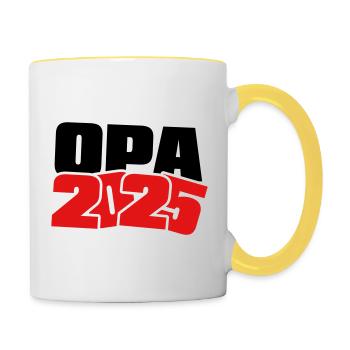 Opa 2025 - Tasse zweifarbig - Weiß/Gelb - Rechts