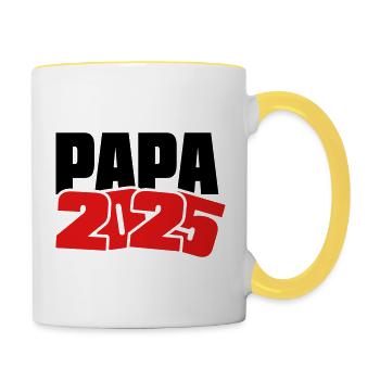 Papa 2025 - Tasse zweifarbig - Weiß/Gelb - Rechts