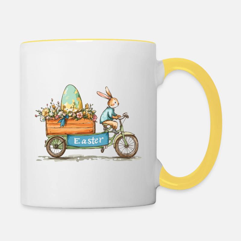 Happy Easter Easter Bunny - Contrasting Mug - white/yellow