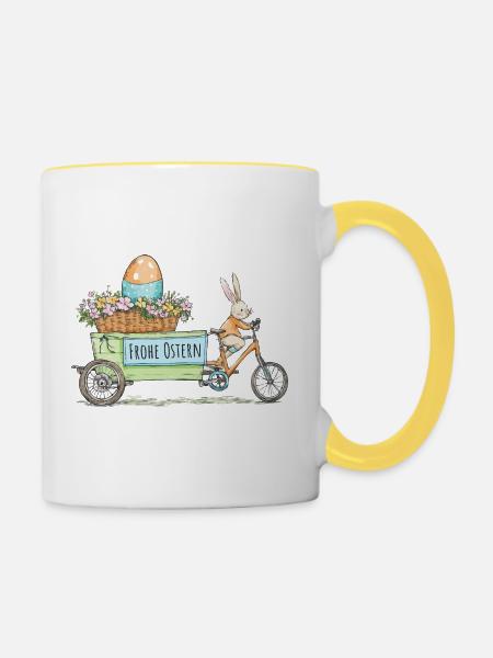 Frohe Ostern - Tasse zweifarbig - Weiß/Gelb