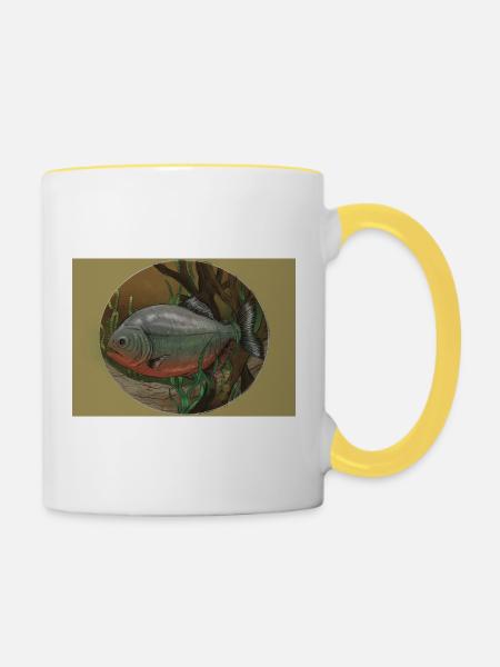 Piranha - Tasse zweifarbig - Weiß/Gelb