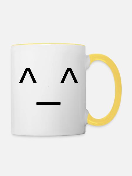 Gesicht - Tasse zweifarbig - Weiß/Gelb