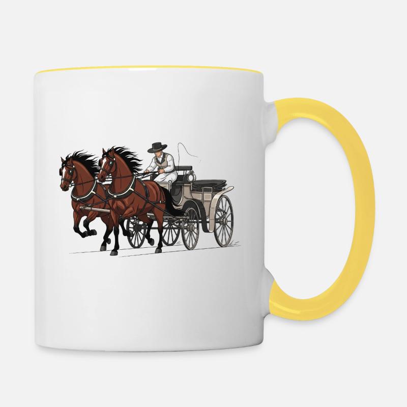 Horse-drawn carriage - Contrasting Mug - white/yellow