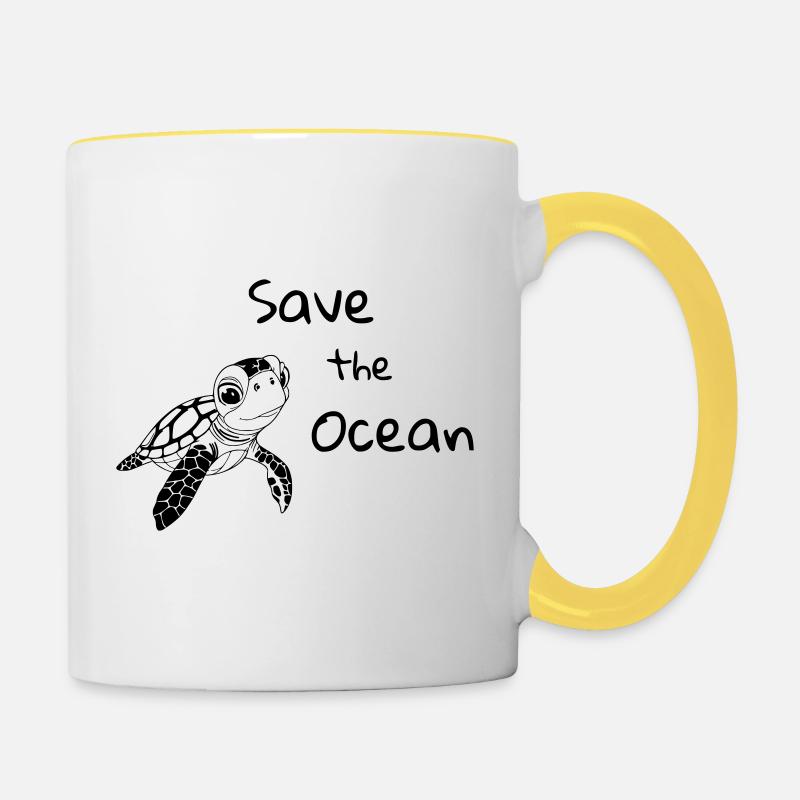 Reed Toad - Save the Ocean - Contrasting Mug - white/yellow