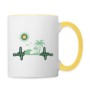 Tropical Palm Holiday Sea - Contrasting Mug - white/yellow - Right