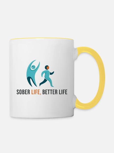 Sober Life.Better Life - Tasse zweifarbig - Weiß/Gelb