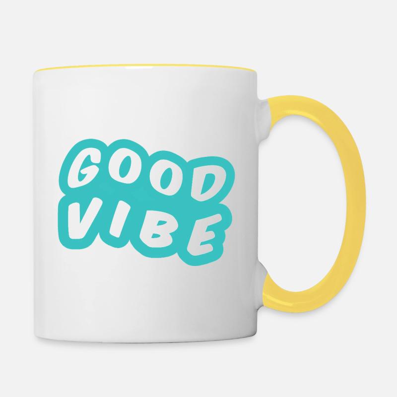 Bonne Vibe Turquoise - Mug contrasté - blanc/jaune