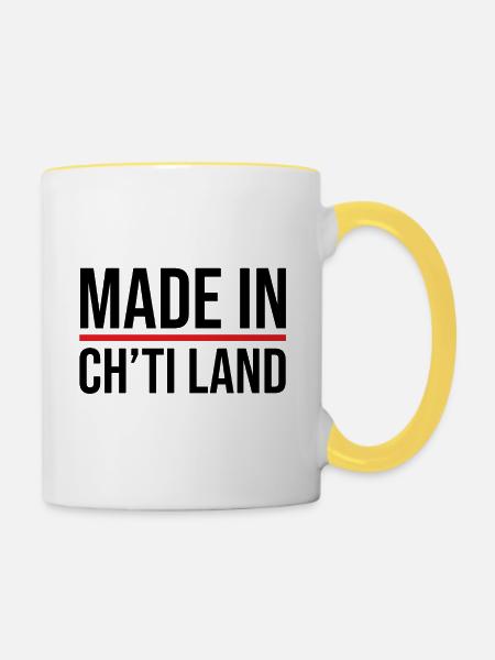 Hergestellt im Ch'ti-Land - Tasse zweifarbig - Weiß/Gelb