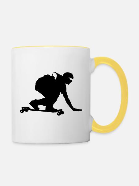 Longboard - Tasse zweifarbig - Weiß/Gelb