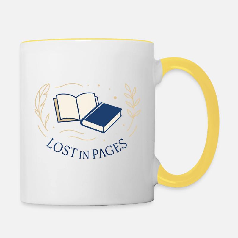 Entre les pages - Mug contrasté - blanc/jaune