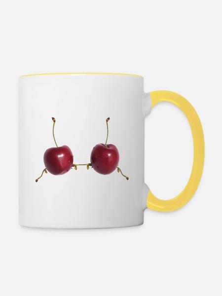 Kirschenherz Verbindung - Tasse zweifarbig - Weiß/Gelb