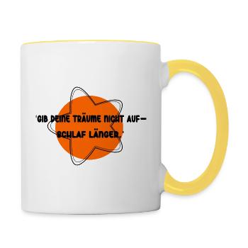 Dors plus longtemps, rêve sans rêve - Mug contrasté - blanc/jaune - Droite