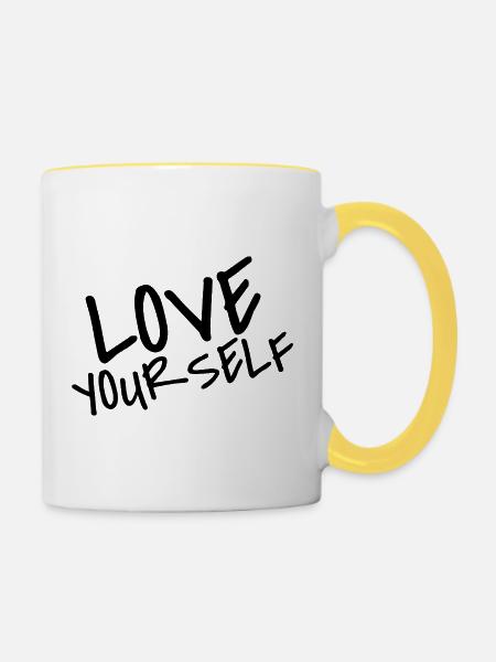 Love Your Self | Selflove Shirt - Tasse zweifarbig - Weiß/Gelb