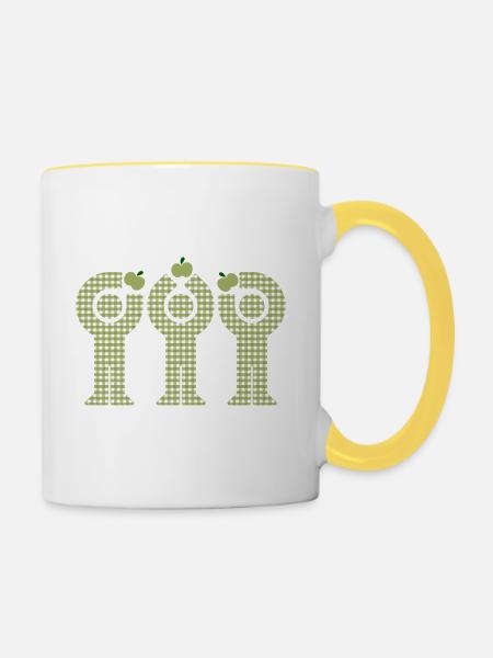 Green Gingham Minis Apfelfiguren - Tasse zweifarbig - Weiß/Gelb