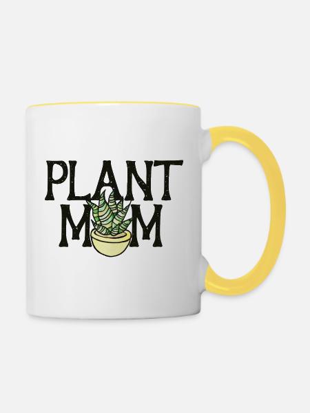Plant Mom Bloom Pot - Tasse zweifarbig - Weiß/Gelb