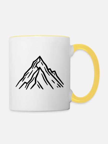 Berge Symbol Felsen - Tasse zweifarbig - Weiß/Gelb