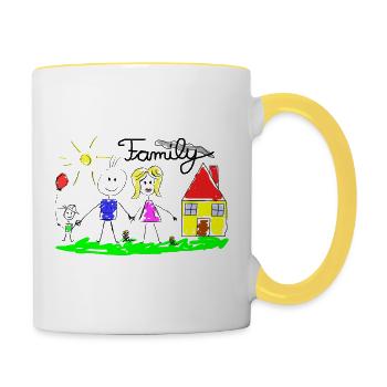 Dessin de lignes familiales - Mug contrasté - blanc/jaune - Droite
