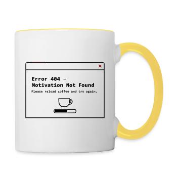 404 Motivation nicht gefunden– System Error Coffee - Tasse zweifarbig - Weiß/Gelb - Rechts