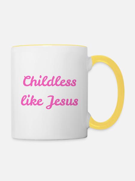 Kinderlos wie Jesus - Tasse zweifarbig - Weiß/Gelb