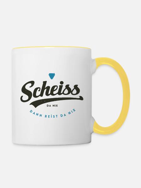 Scheiss da nix - Tasse zweifarbig - Weiß/Gelb