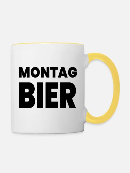 Bier - Tasse zweifarbig - Weiß/Gelb