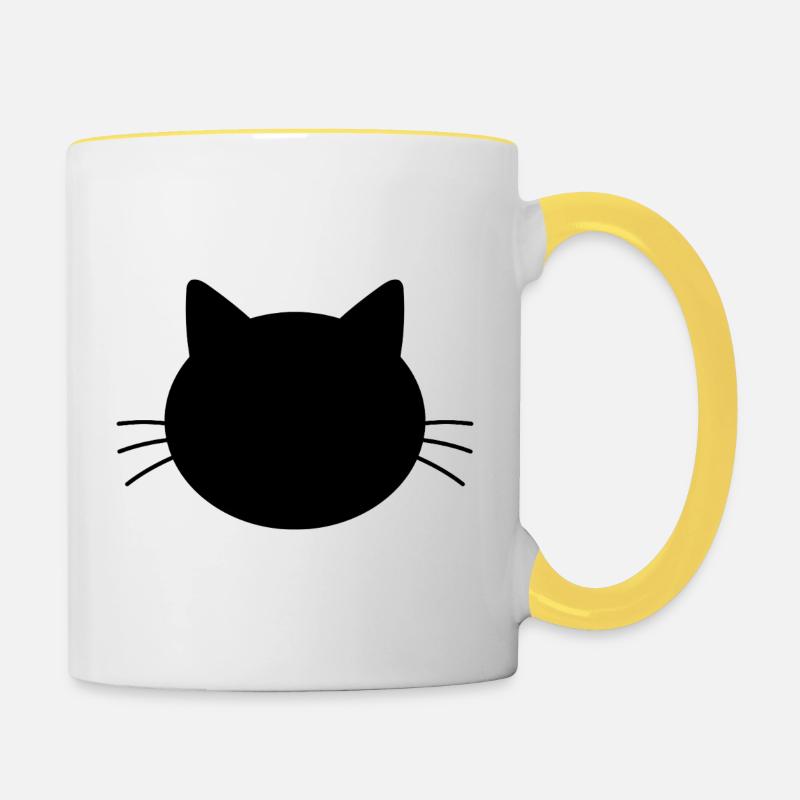 Tête de chat - Mug contrasté - blanc/jaune