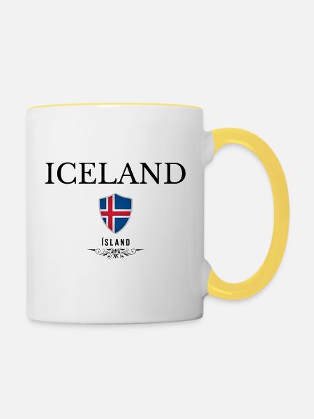 Flagge Islands, isländischer Stolz - Tasse zweifarbig - Weiß/Gelb