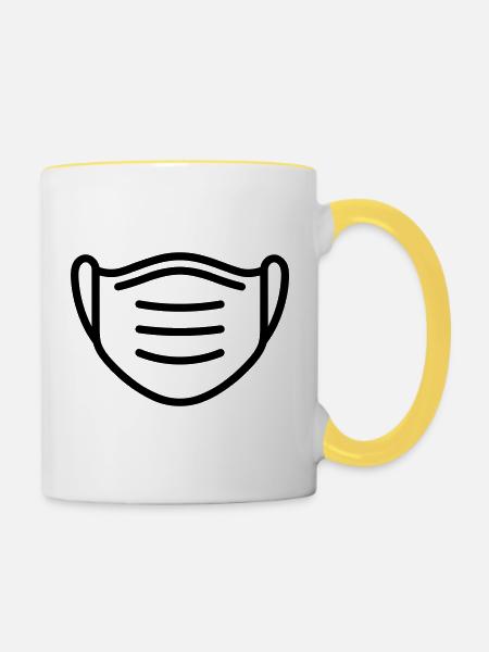 Maske - Tasse zweifarbig - Weiß/Gelb