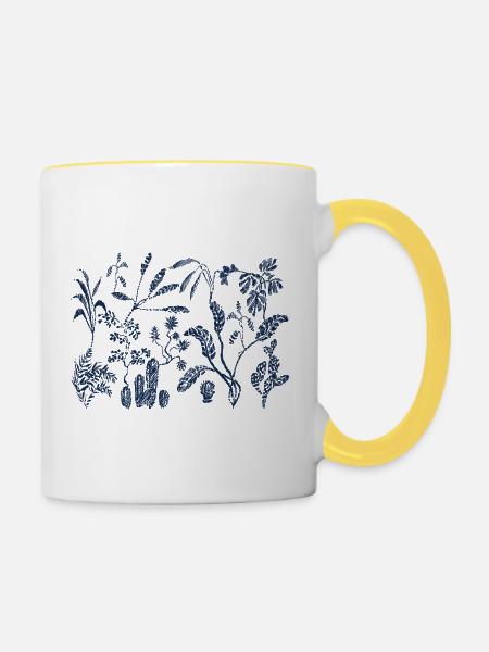 Dschungel - Tasse zweifarbig - Weiß/Gelb
