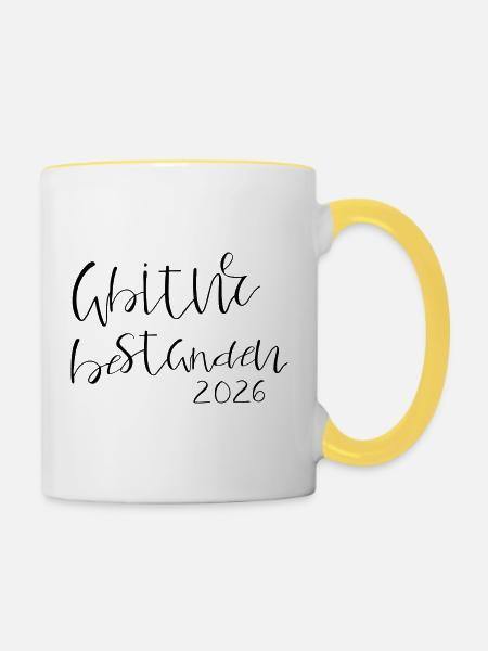 Abitur bestanden - Tasse zweifarbig - Weiß/Gelb