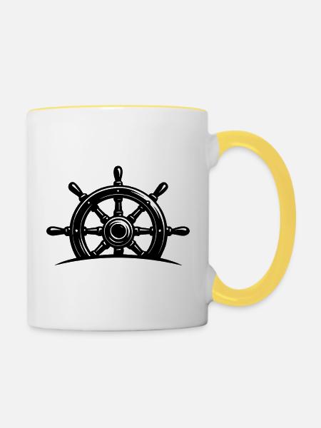 Steuerrad - Tasse zweifarbig - Weiß/Gelb