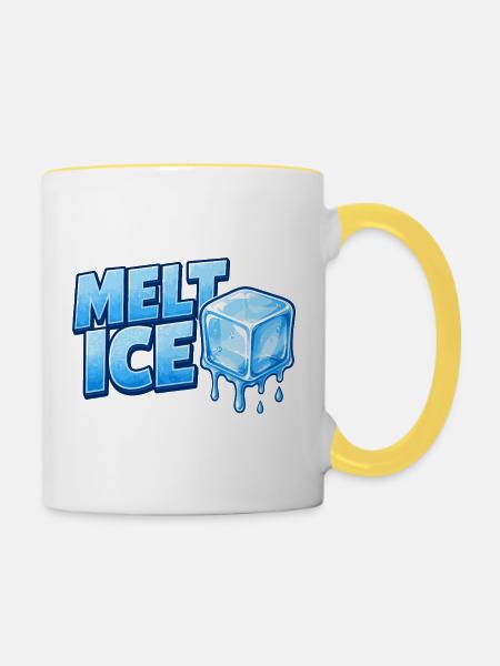 Schmelzendes Eis Cartoon Design - Tasse zweifarbig - Weiß/Gelb