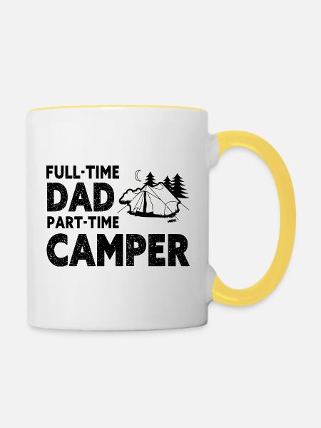 Vollzeit-Vater-Teilzeit-Camper – Papa-Geschenk - Tasse zweifarbig - Weiß/Gelb