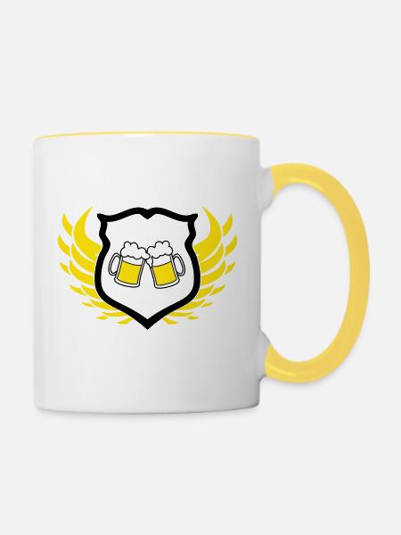 bier_wappen - Tasse zweifarbig - Weiß/Gelb