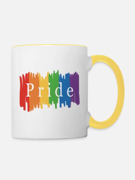 Regenbogenfahne Pride Month - Tasse zweifarbig - Weiß/Gelb