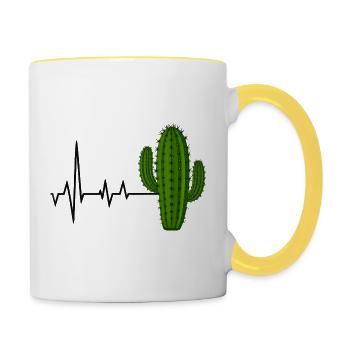 Heartbeat Cactus Design - Contrasting Mug - white/yellow - Right