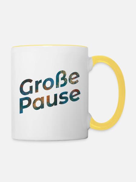 Große Pause - Tasse zweifarbig - Weiß/Gelb